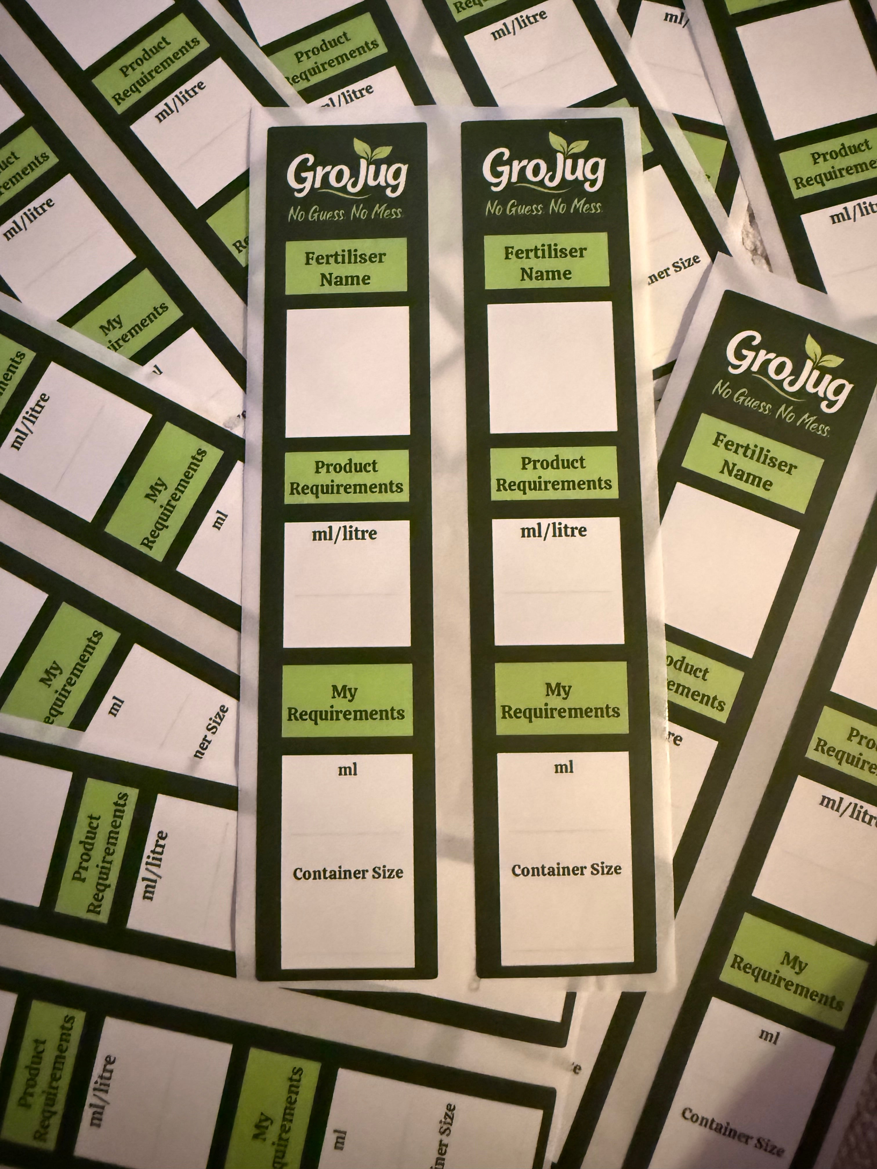 GroJug Spare Dosing Labels — Pack of 4